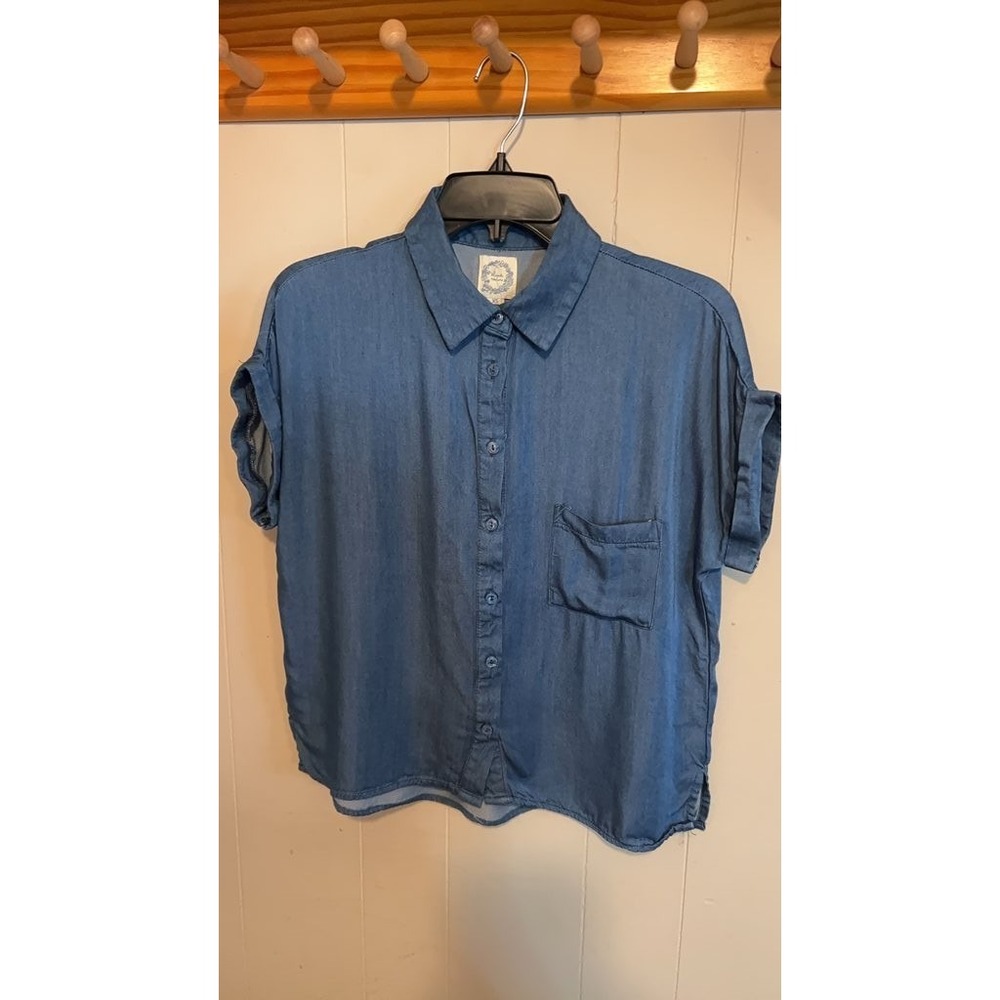 Blue Rain Women's‎ Denim Short Sleeve Shirt - XS